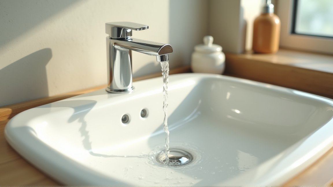 きれいに整った洗面台と水滴