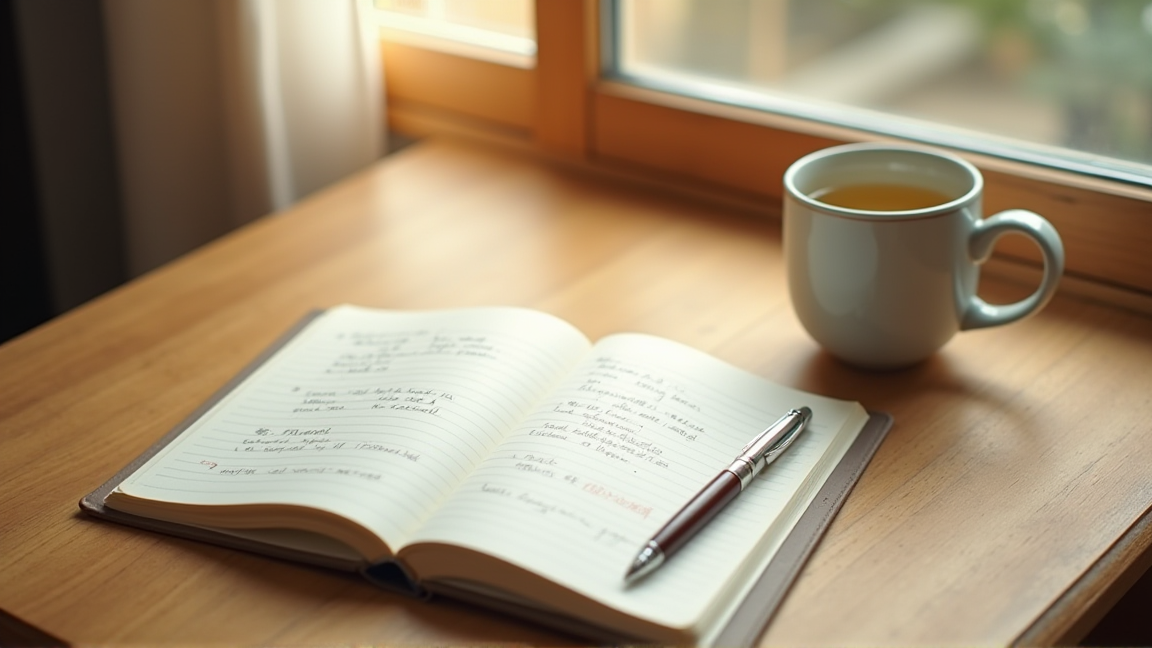 ノートに冬の光熱費メモをまとめる様子