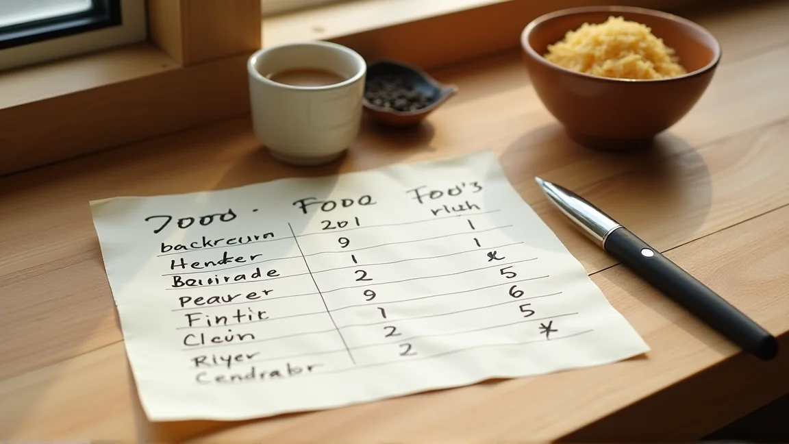 食品カテゴリーを比較メモに書き出した様子