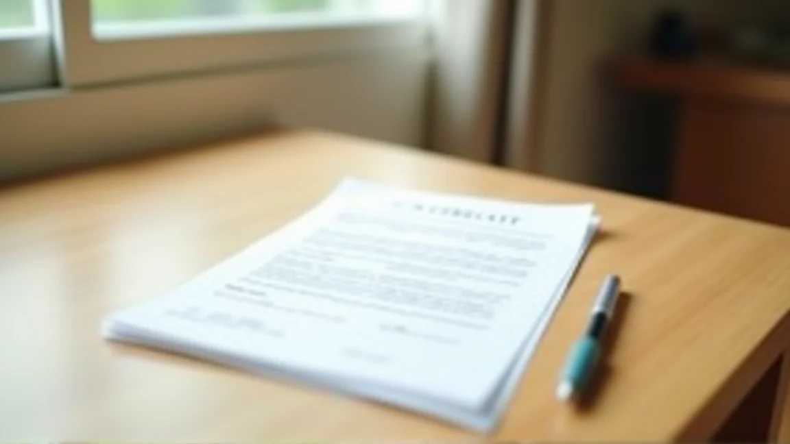 契約書類とボールペンが置かれたテーブル