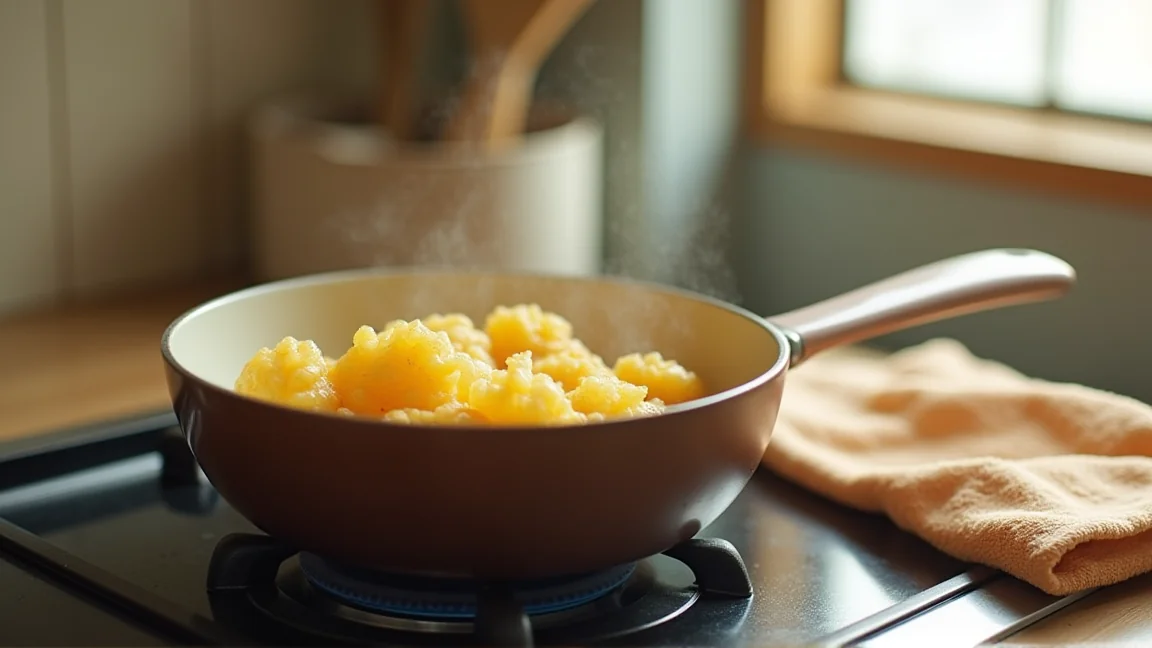 揚げ終わって冷ましている鍋の油