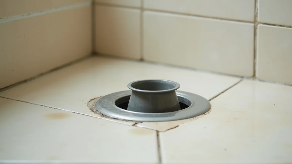 浴室の排水トラップの椀型部品を取り外した状態