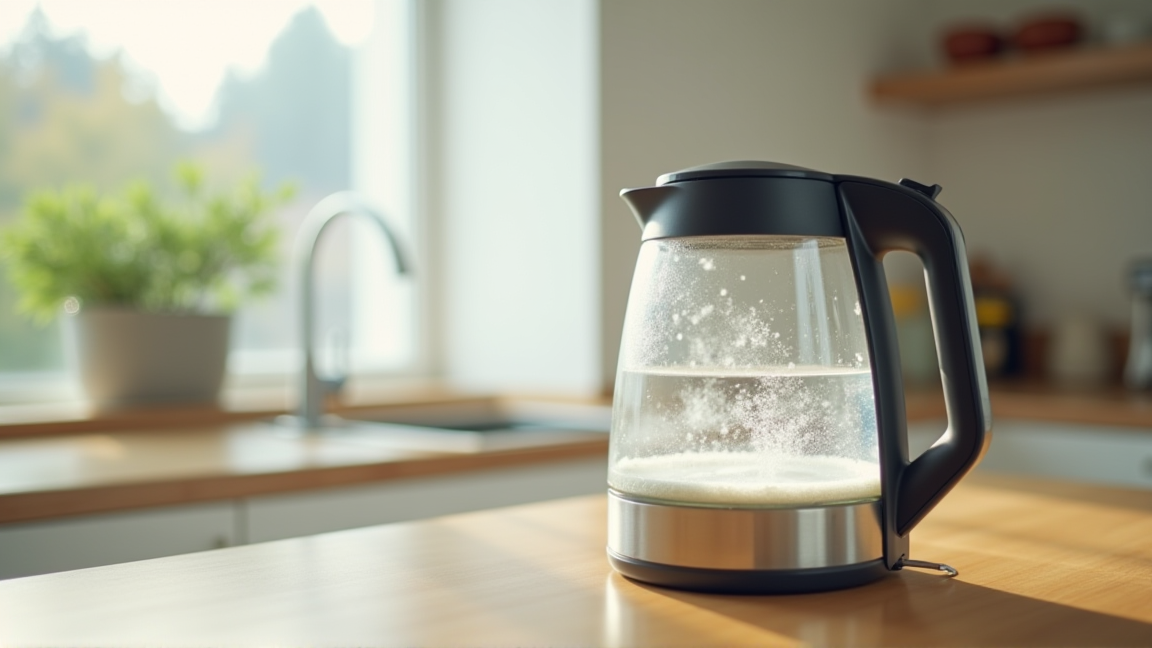 電気ケトルの内側にうっすらついた白い水垢