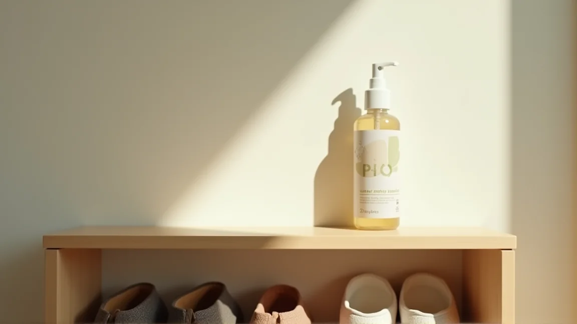 玄関に置かれたゴキブリ忌避用のハッカ油スプレー