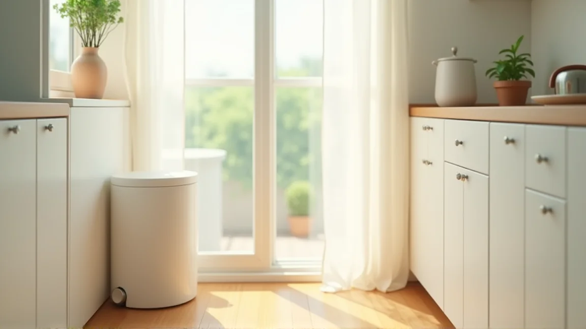 清潔に保たれた夏のキッチンとゴミ箱