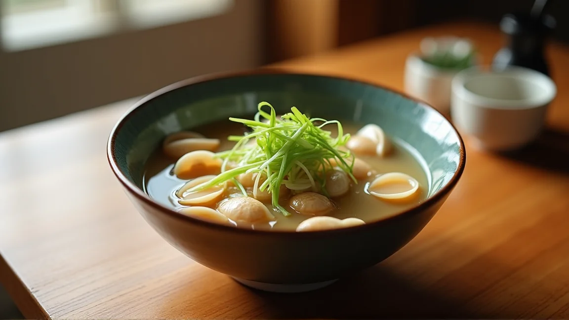 50度洗い後のあさりで作った味噌汁の椀