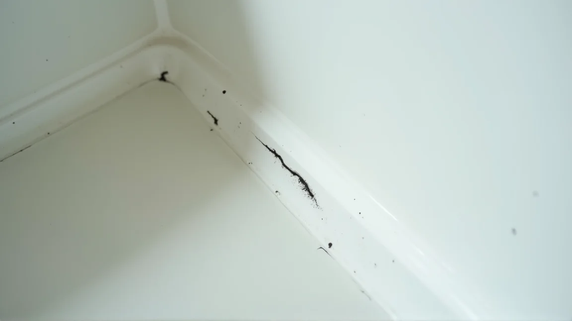 浴室のゴムパッキンに黒く残ったカビ