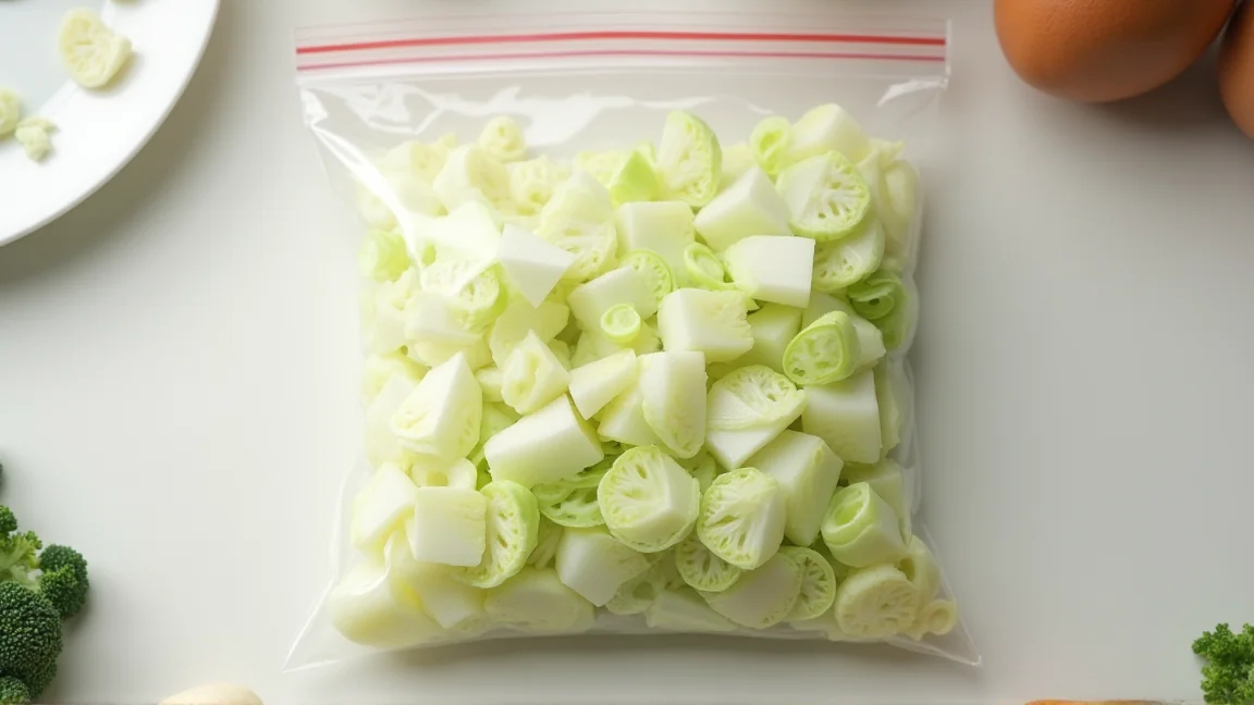 保存袋に入れた冷凍用カットキャベツ