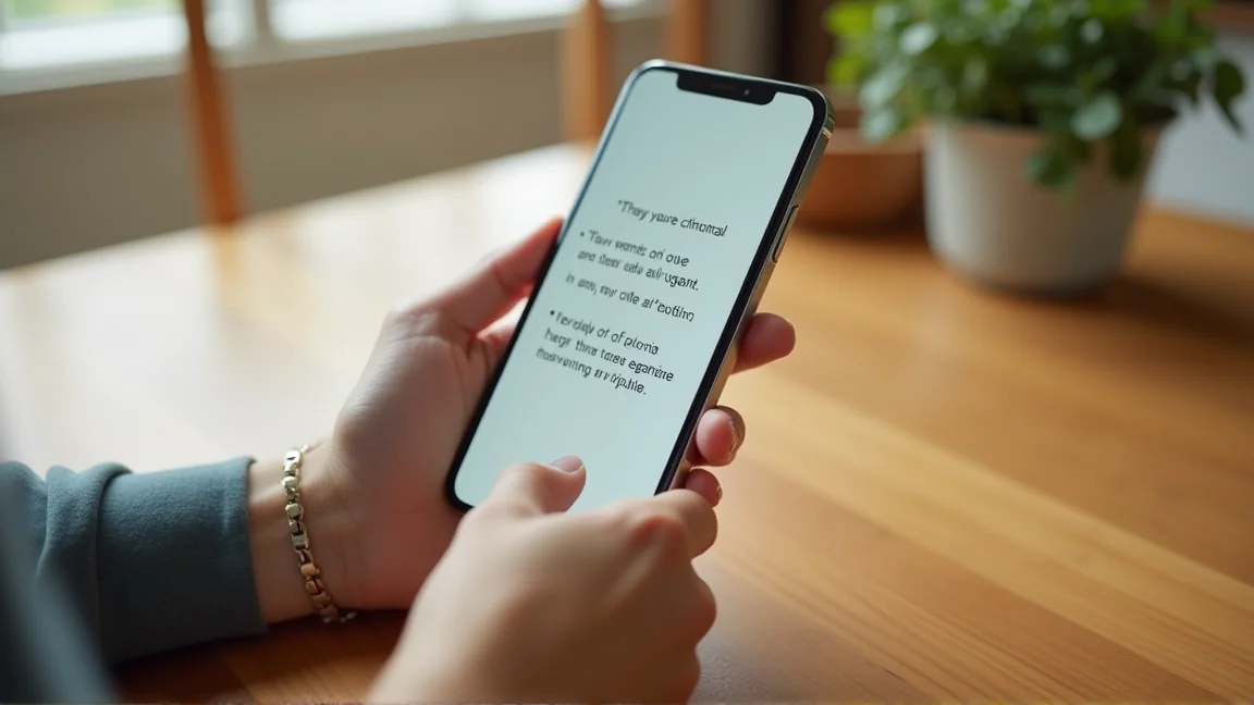 スマートフォンで一括見積もり比較を確認する手元