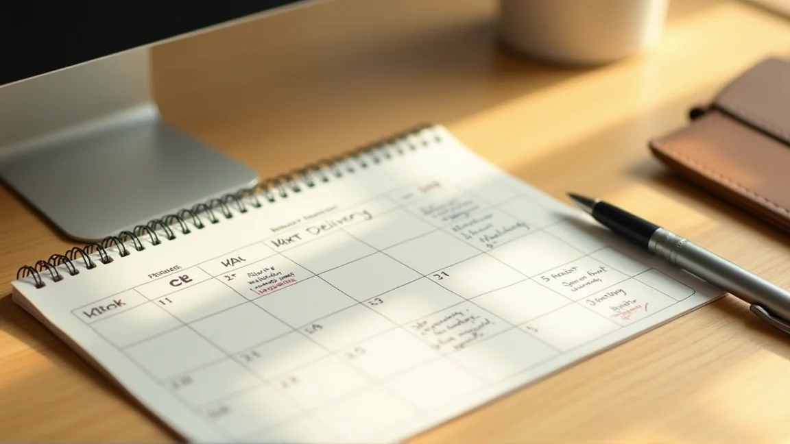 カレンダーに引っ越し希望日と業者の到着時間を書き込んだメモ