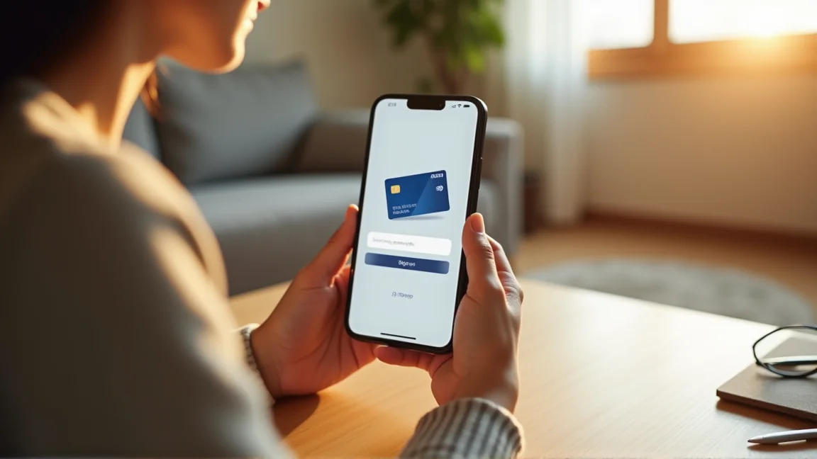 スマートフォンで申し込み手続きをする手元