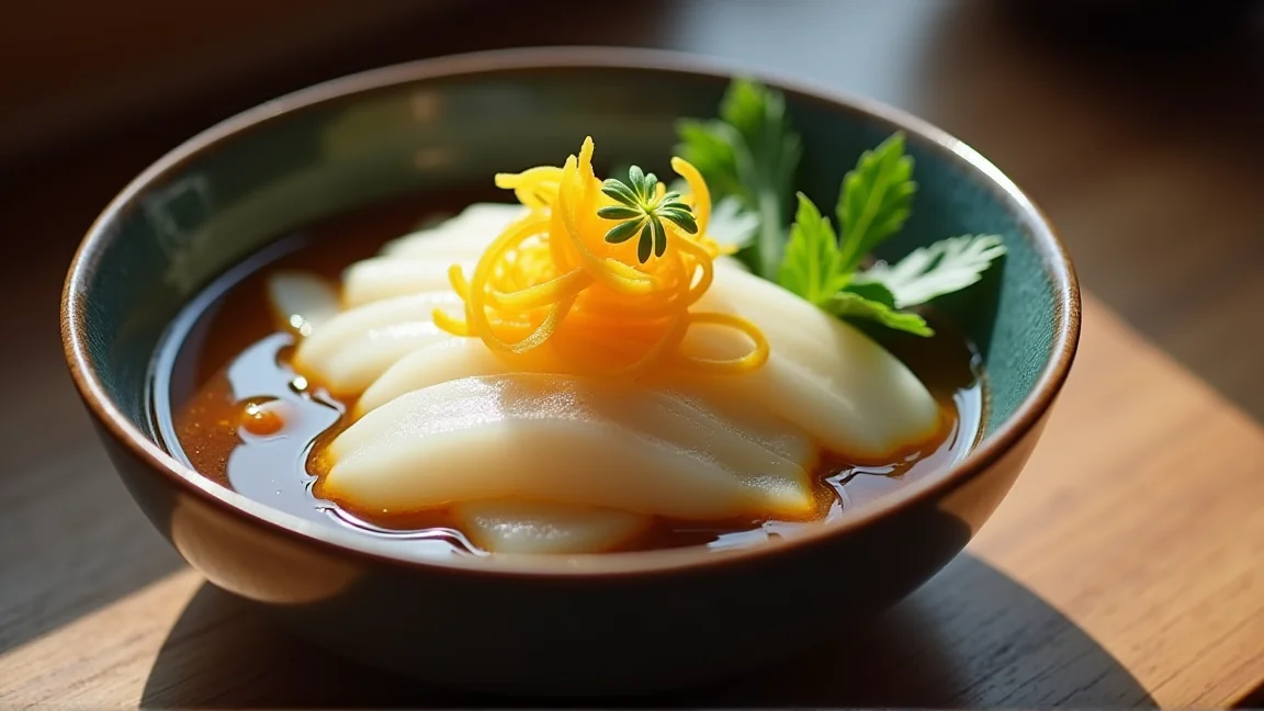 完成したぶり大根が和食器に盛り付けられた様子