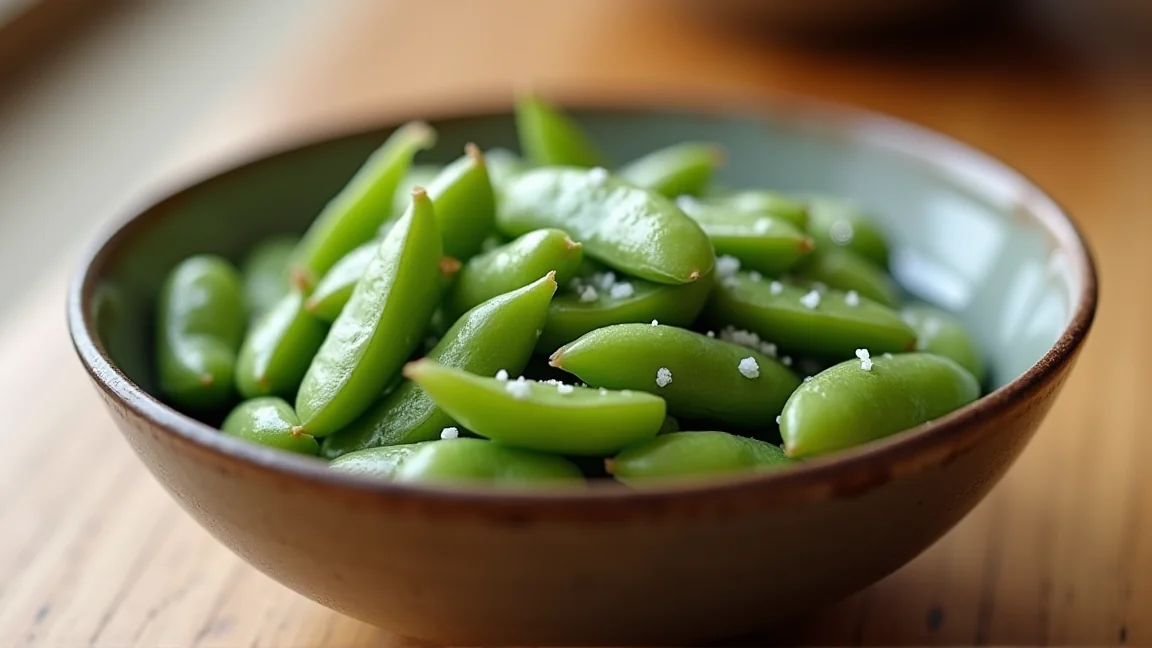 解凍した枝豆を器に盛り付けた様子