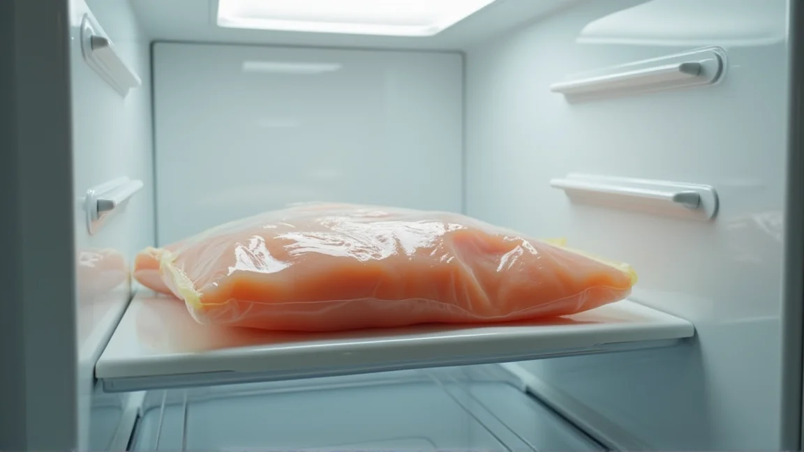 冷蔵庫で漬け込み中の保存袋に入った鶏むね肉
