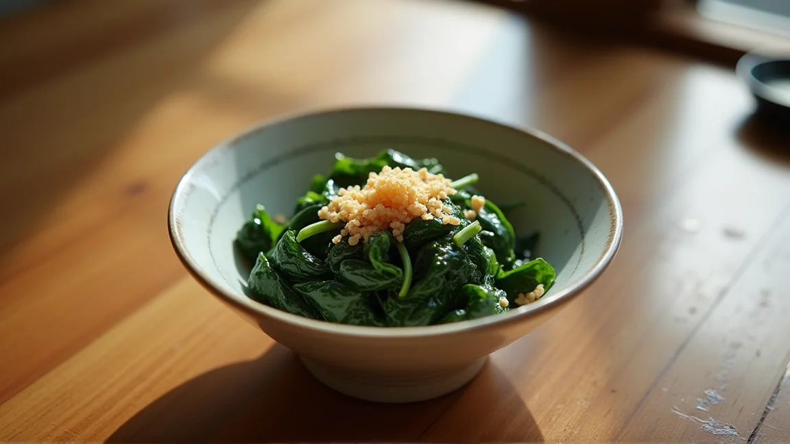 冷凍ほうれん草で作ったお浸しの小鉢