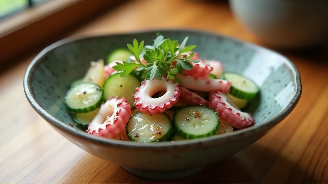 小鉢に盛り付けたタコの酢の物
