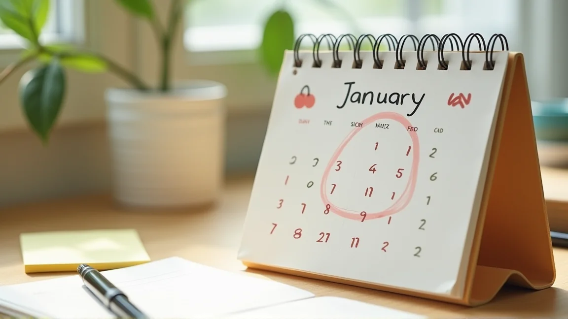 カレンダーに1月10日の期限を書き込んだメモ