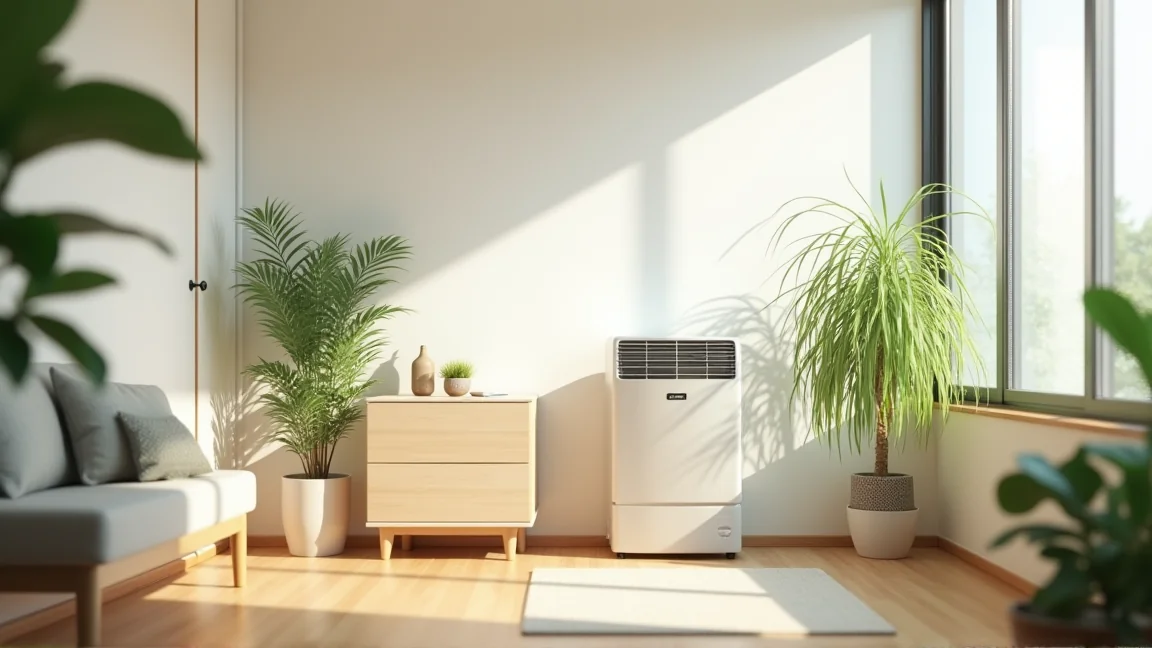 すっきり片付いた部屋で快適に過ごす空間と除湿機