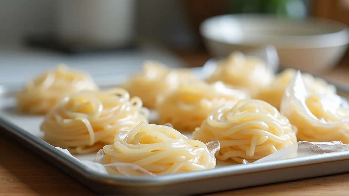 一食分ずつラップで包んで冷凍するそうめん