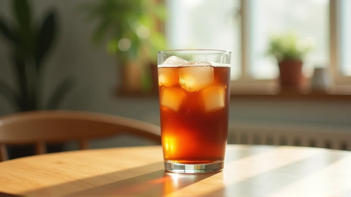 グラスの中で氷が溶けて薄まったアイスコーヒー