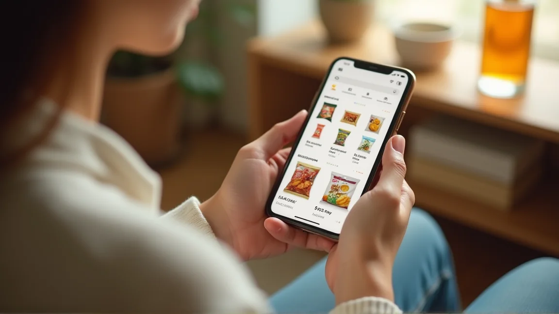 スマートフォンでふるさと納税サイトの返礼品を選んでいる様子