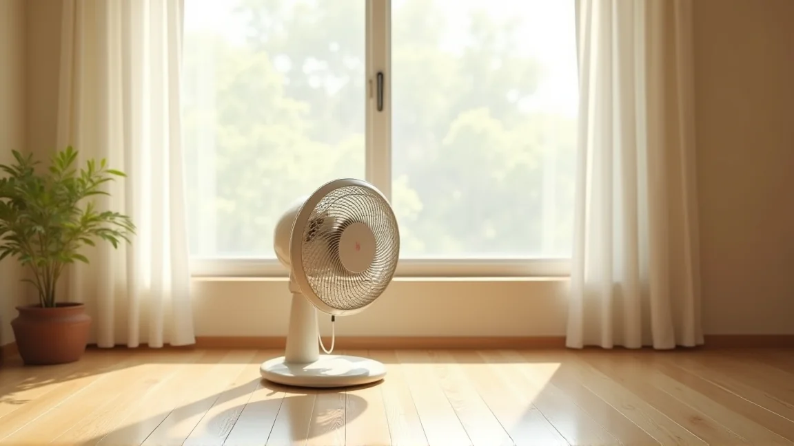 夏にエアコンの冷気を循環させるサーキュレーターの配置イメージ
