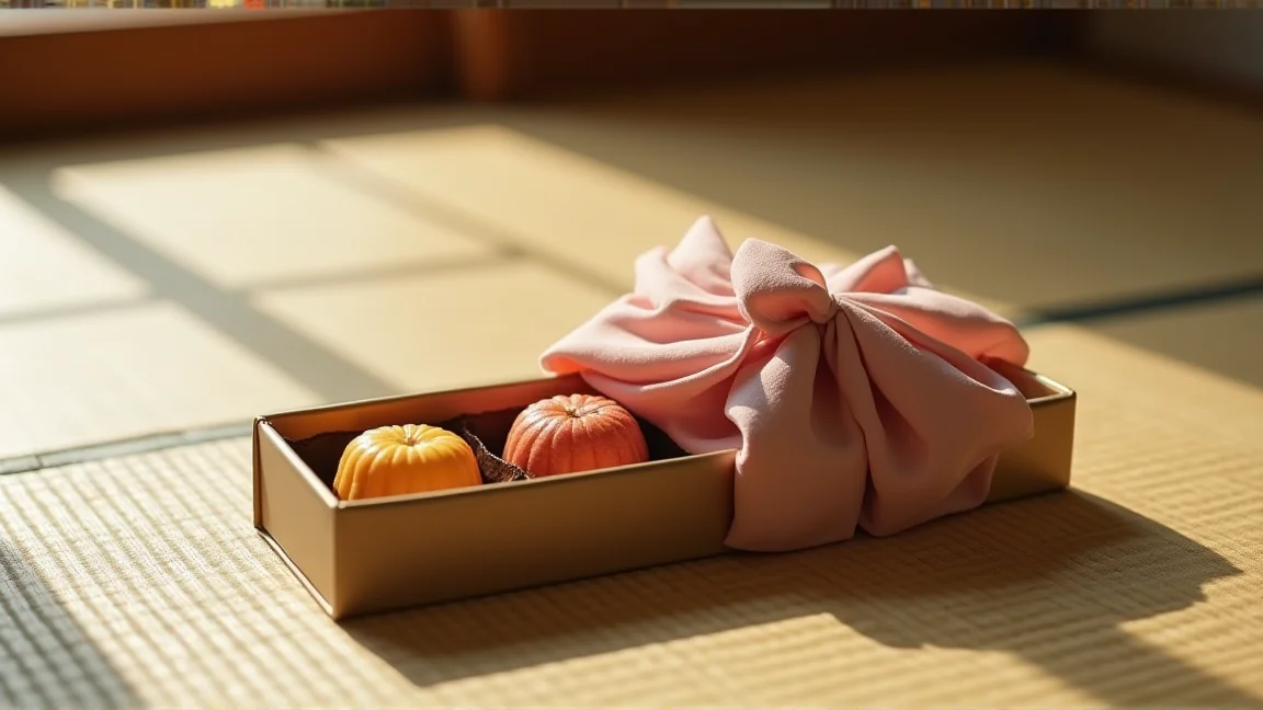 手土産の菓子折りとご祝儀袋を準備する様子