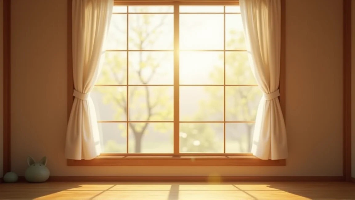 きれいになった網戸越しに差し込む明るい光