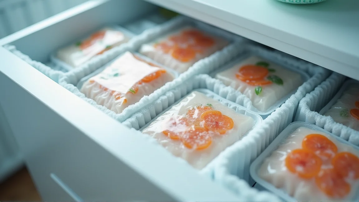 冷凍室にきっちり詰められた食品と保冷剤