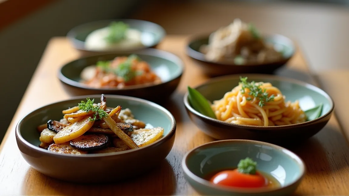 作り置きのなす料理が並んだ食卓