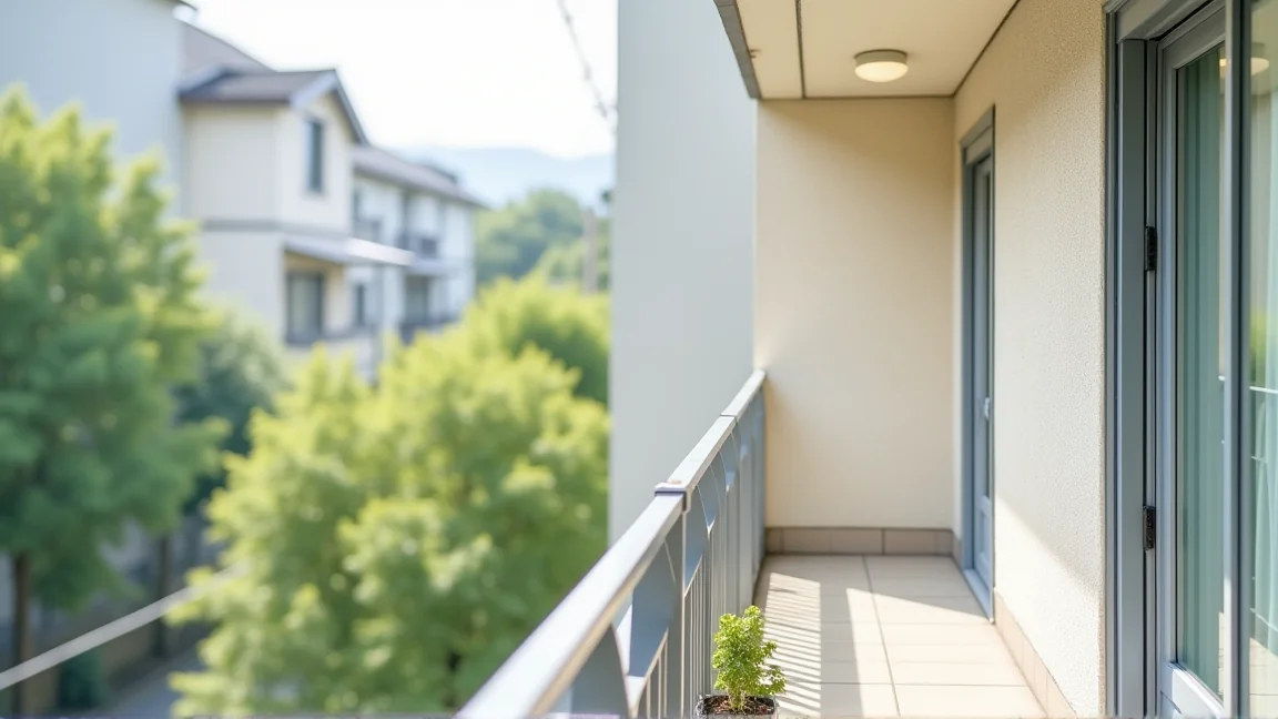 蜂の巣がないか点検した清潔で整ったベランダの様子