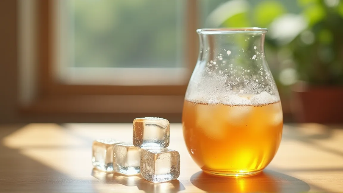 凍らせた飲み物と大きい氷の比較