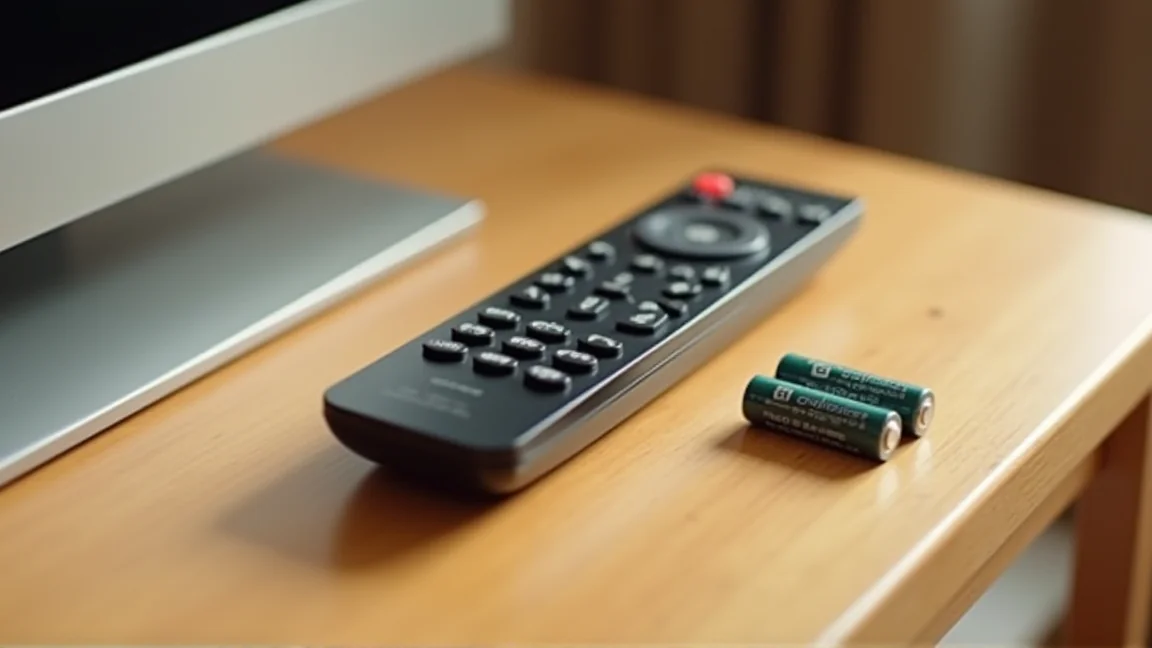 テーブルに置かれたリモコンと外した電池