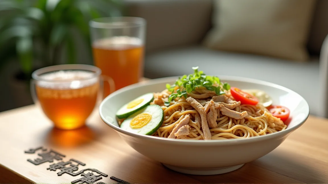 電子レンジ調理の冷やし中華の器