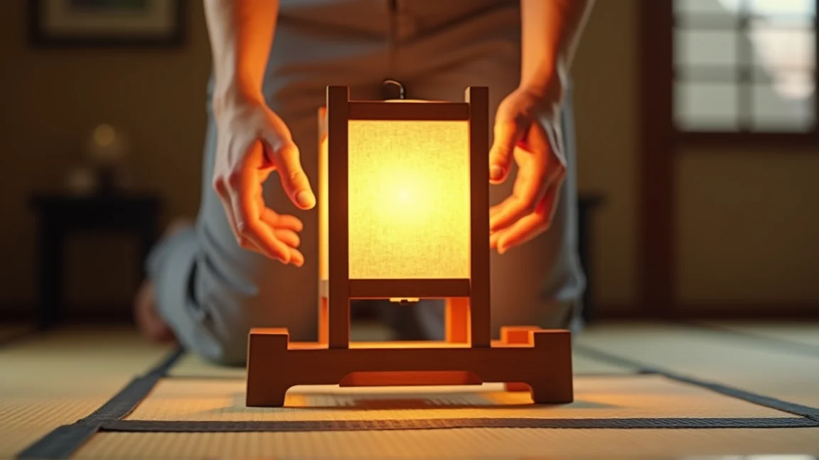 盆提灯を組み立てる手元