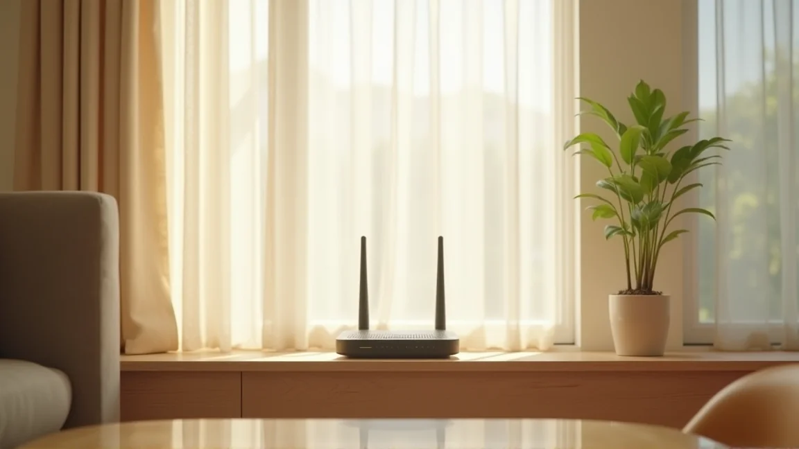 涼しく整った部屋で風通しのよい棚に置かれたルーター