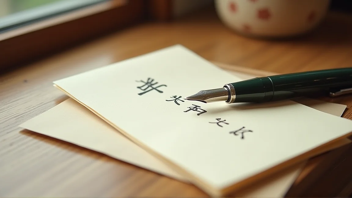 敬老の日のメッセージカードと万年筆、便箋