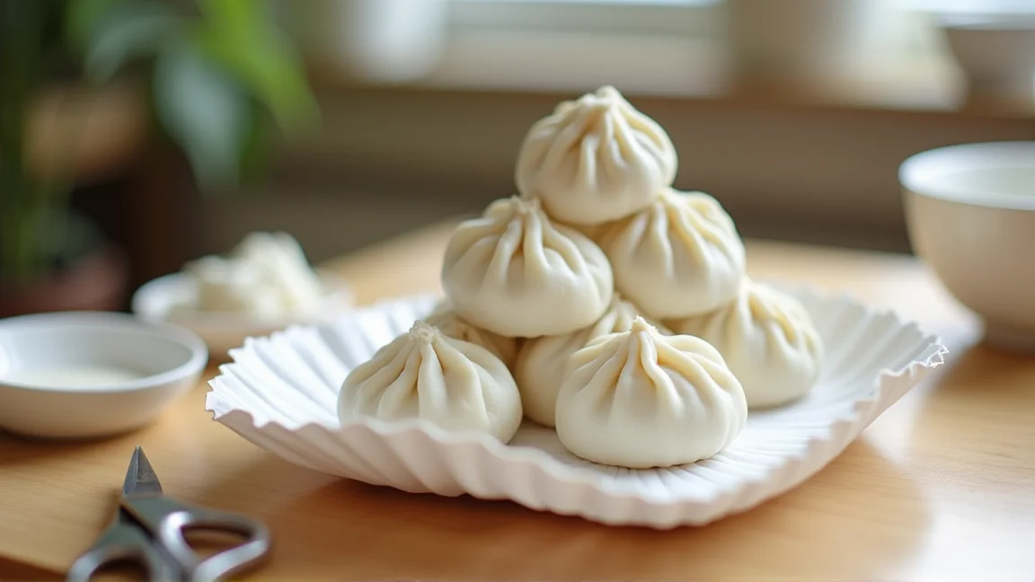 紙粘土で作った白い団子と厚紙の三方