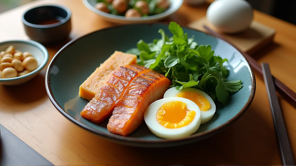 髪によい栄養を含む和食の食卓