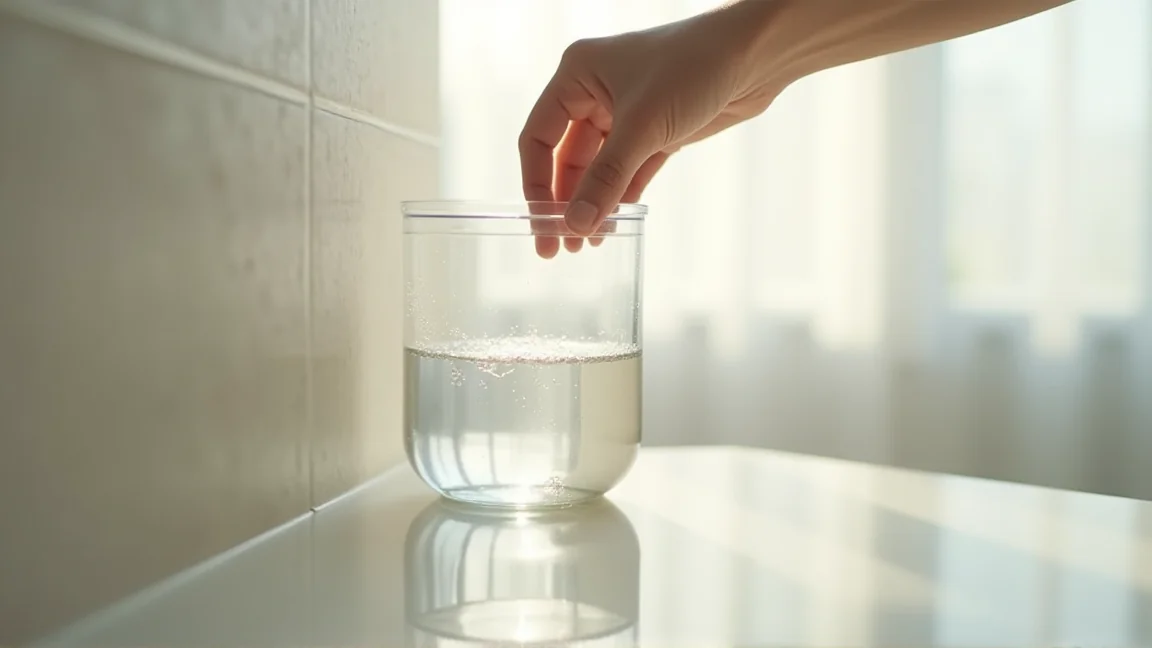 加湿器のタンク内側にできたぬめりを確認する様子