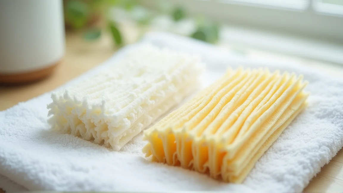 白いカルキがこびりついてゴワついた加湿フィルター