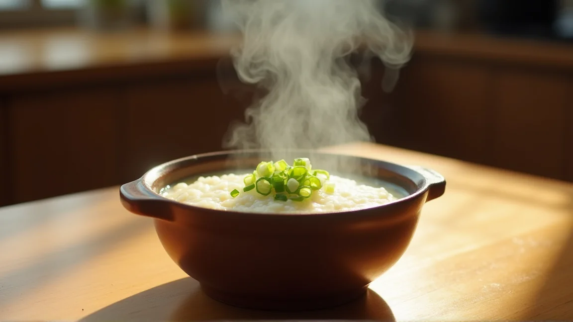 湯気の立つ卵雑炊の土鍋