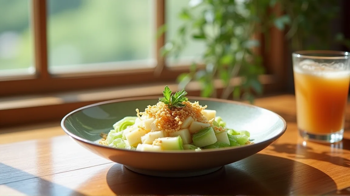 完成したゴーヤチャンプルーを器に盛った夏の食卓