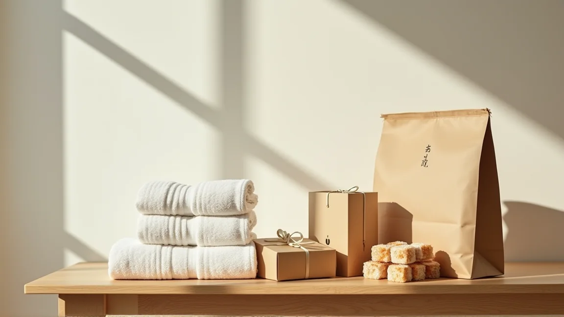 挨拶用に用意した消耗品を並べたところ