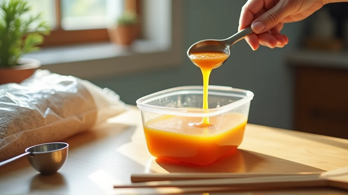 保存容器に移して冷ましている味噌汁と保存袋