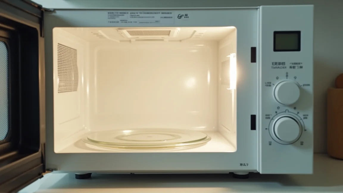 掃除後の清潔な電子レンジ庫内
