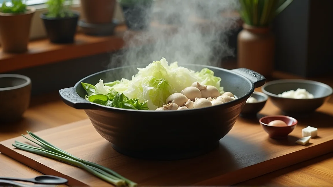 野菜ときのこがたっぷり入った秋の鍋