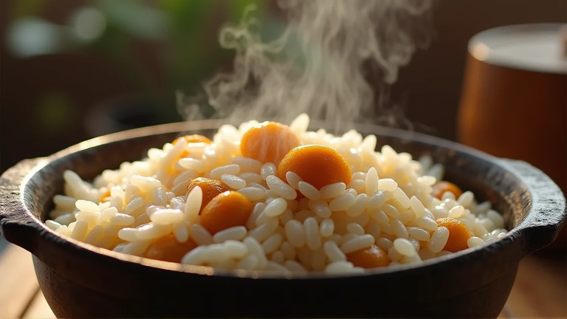 炊き上がったばかりの栗ご飯