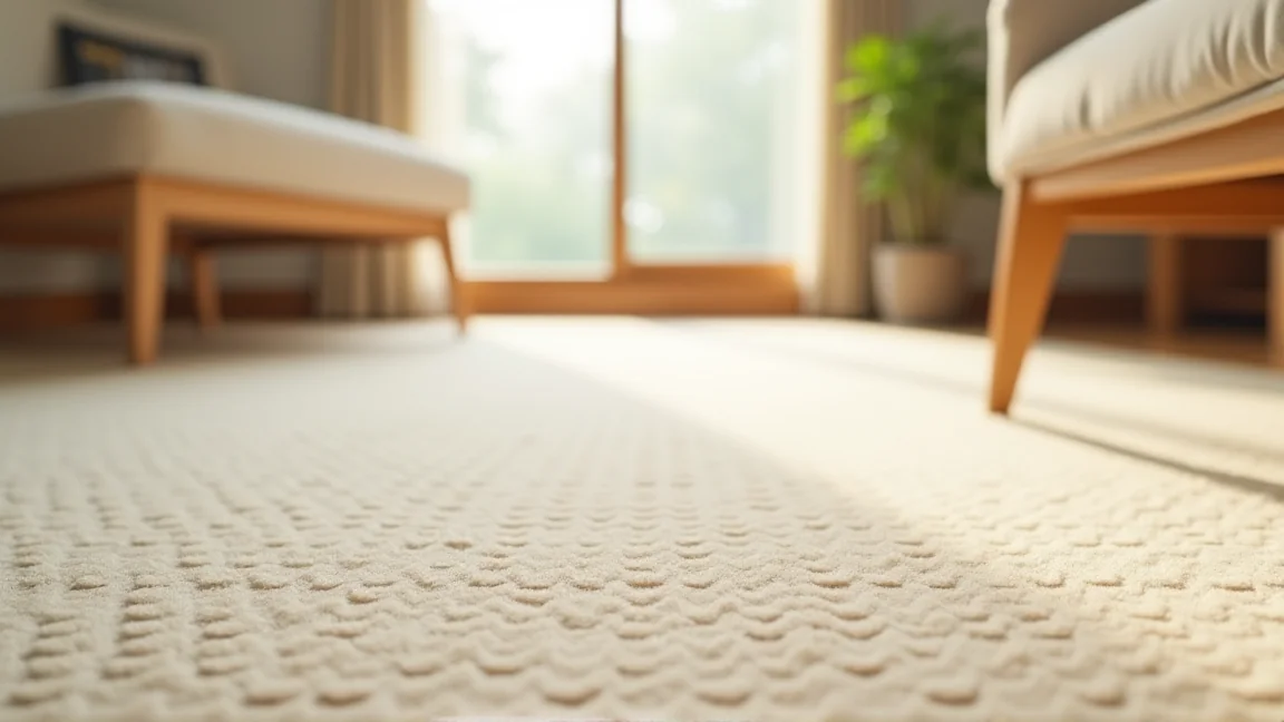 家具の脚あとがくっきり残ったカーペットの表面