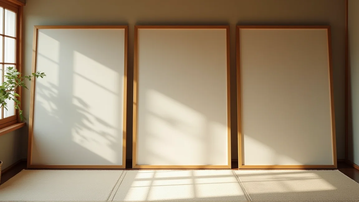 壁際に立てて保管する網戸